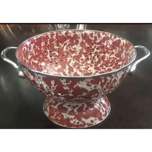 Enamel Threshold Colander White And Red New In Box